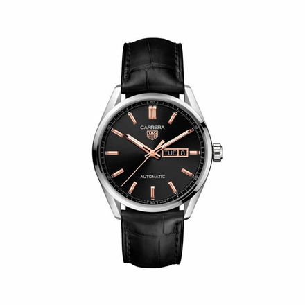 Relógio TAG Heuer Carrera Day Date 41mm Mostrador e Pulseira Couro Preto - WBN2013.FC6503