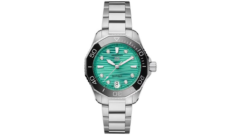 Rel gio Tag Heuer Aquaracer Pro 300 A o Mostrador Verde Com Diamante WBP231K.BA0618