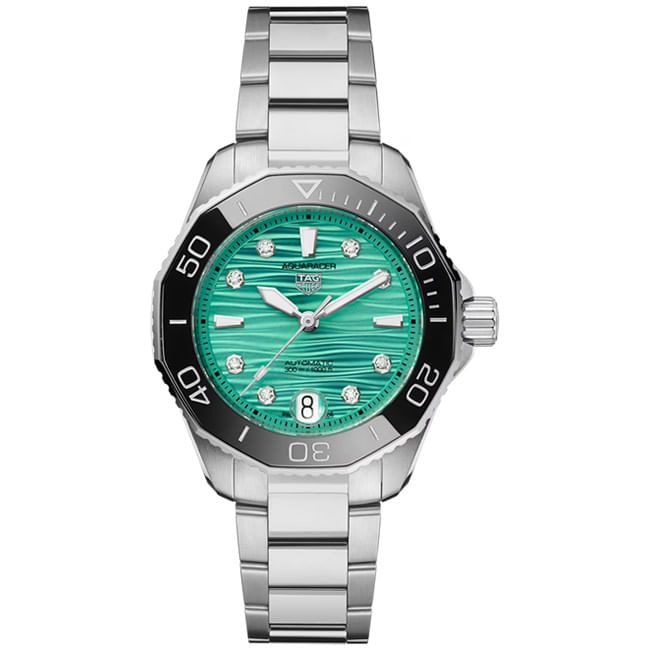 Rel gio Tag Heuer Aquaracer Pro 300 A o Mostrador Verde Com Diamante WBP231K.BA0618